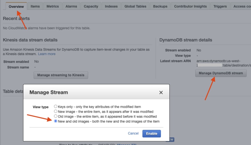 Add Streams to table